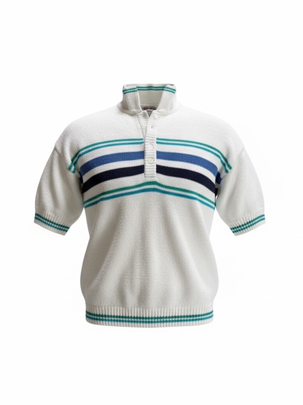 Cambridge Dry Goods White Short-Sleeve Striped Polo Sweater Women’s - L
